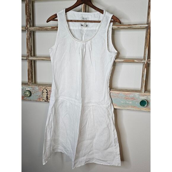 Melvin Dresses & Skirts - Linen Dress White Drop Waist Pearl Accents by Malvin Germany Ladies size Small